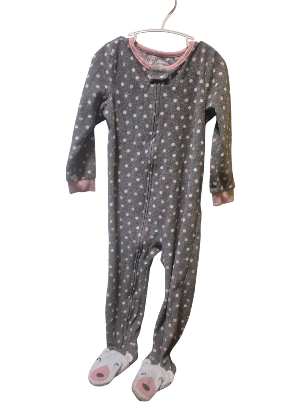 Carter's Gray and Pink Polka Dot Footed Pajamas